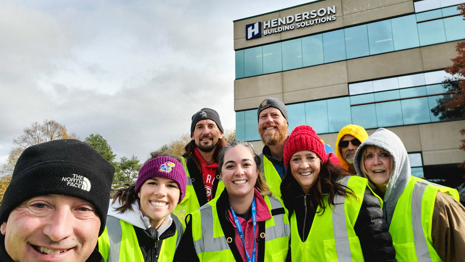 Employees outside Henderson Building Solutions headquarters