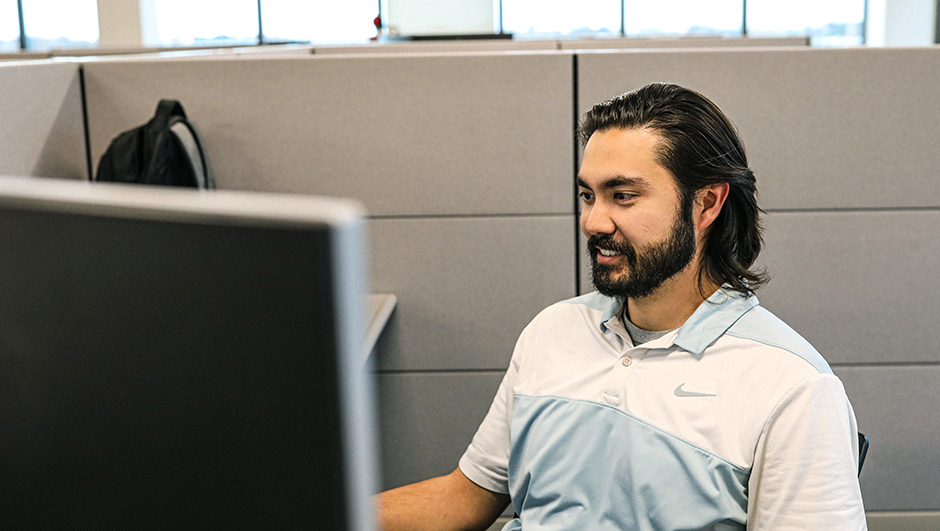 Employee working at his computer